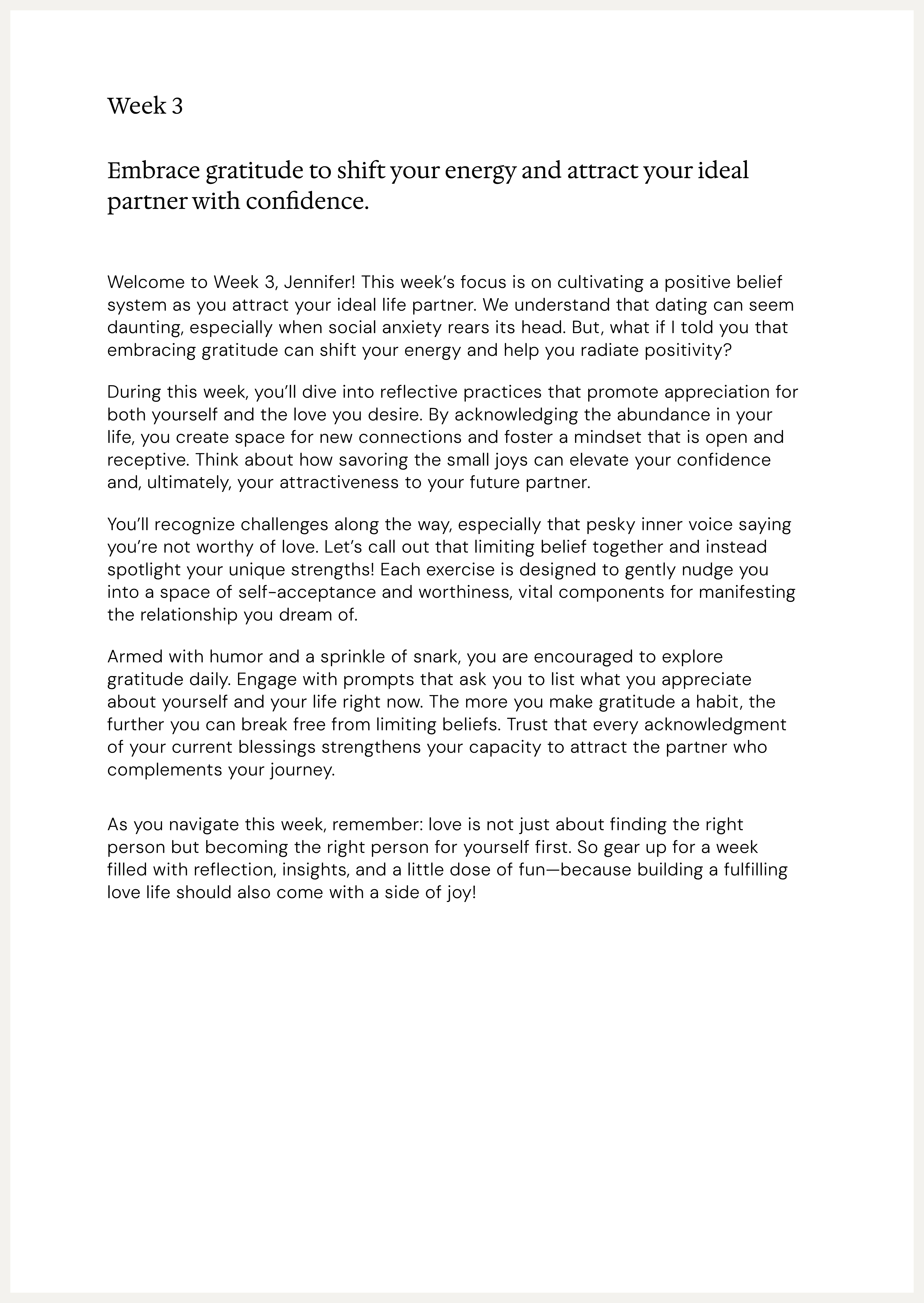 Manifestation Weekly Check-ins